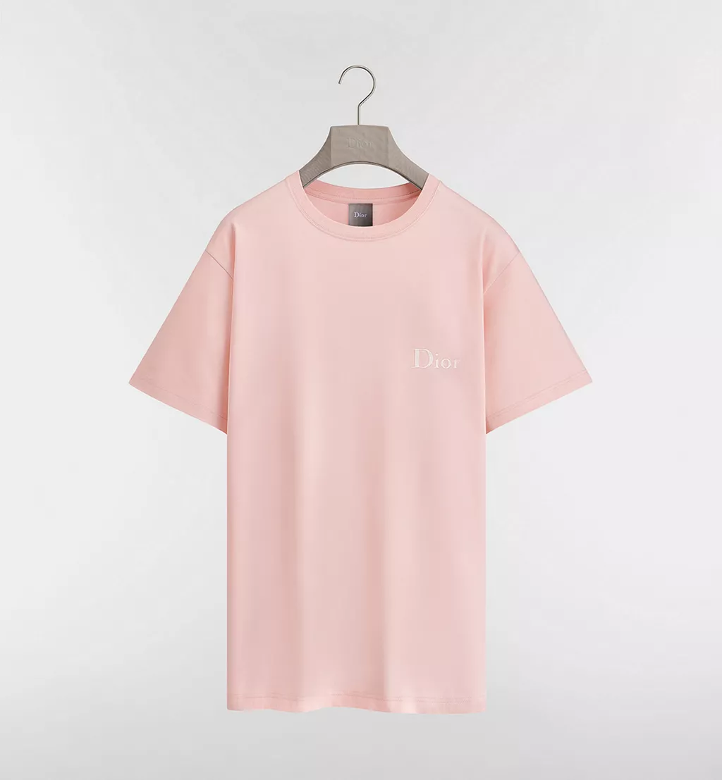T-Shirt with Dior Embroidery - Pink