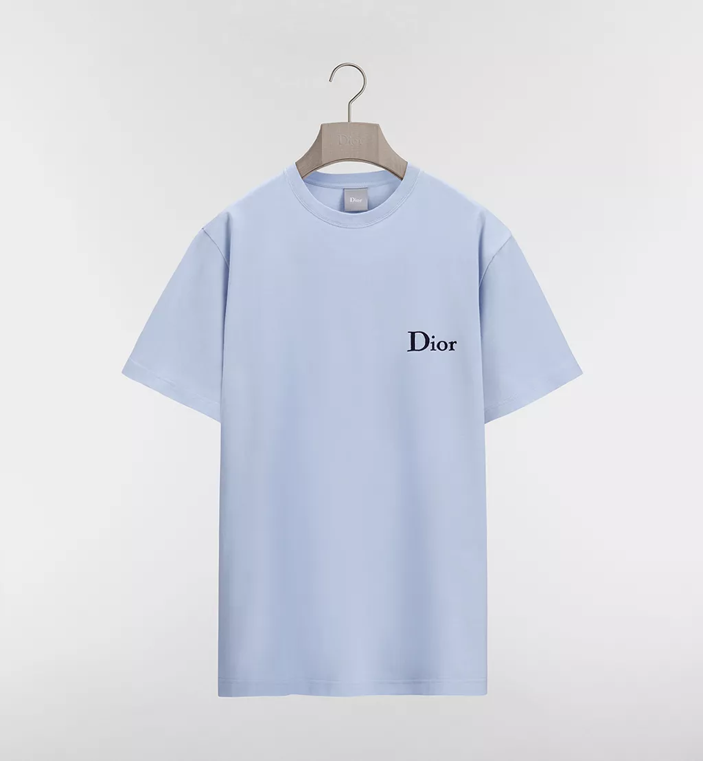 T-Shirt with Dior Embroidery - Blue